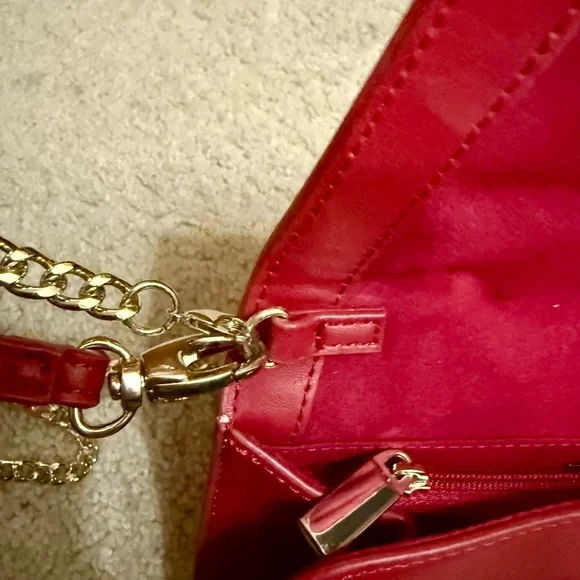 White House Black Market Burgundy Clutch with Bow & Removable Chain Strap - Picture 7 of 11